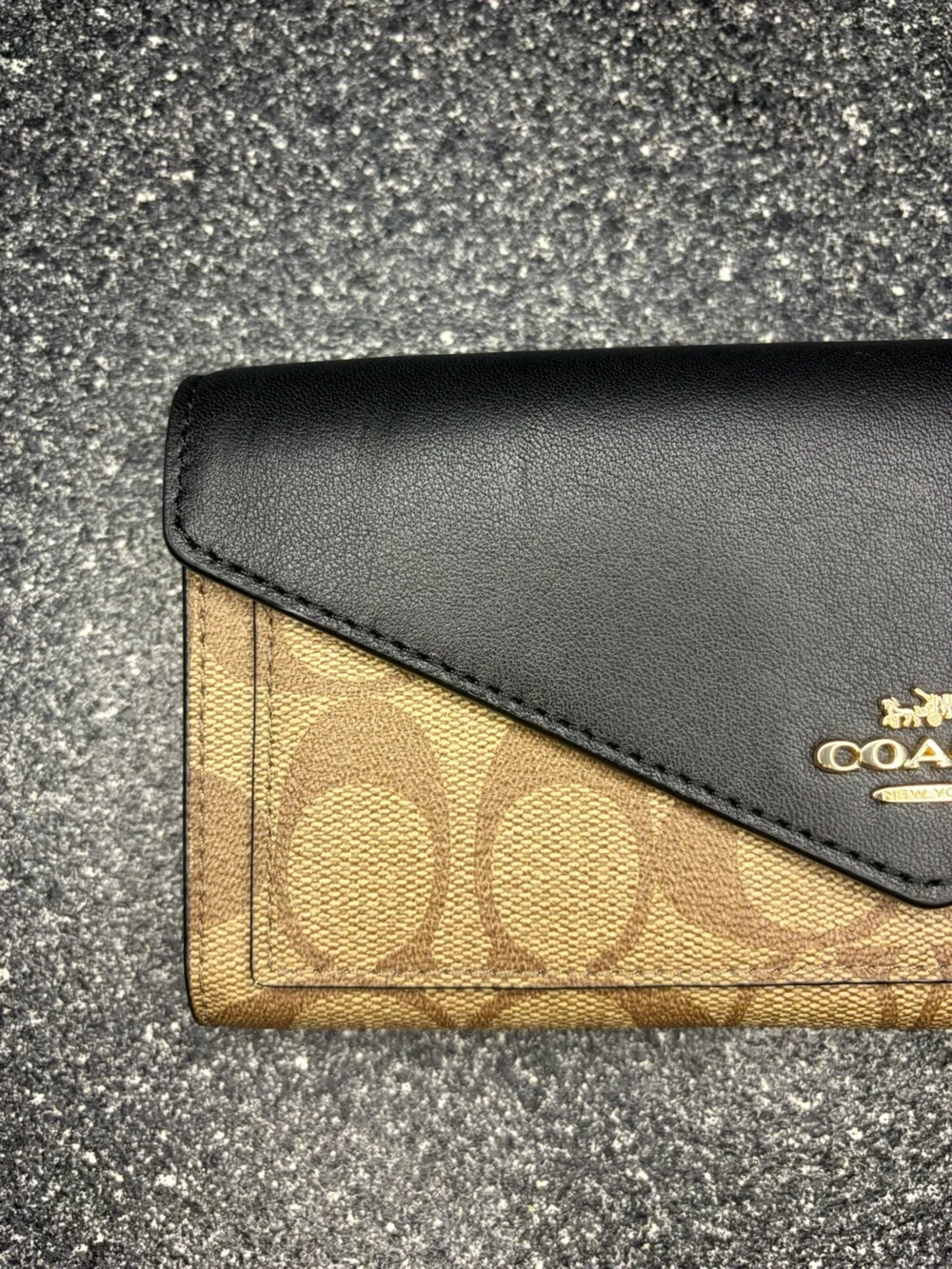Coach Two-Tone Signature Canvas & Black Leather Wallet - Picture 3 of 8